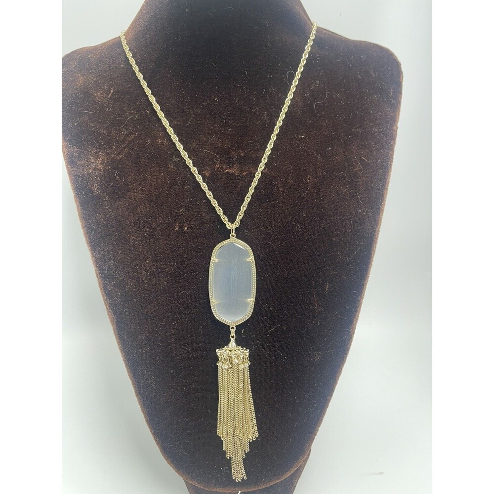 Kendra Scott Rayne Gold & Gray Slate Stone Tassel Necklace